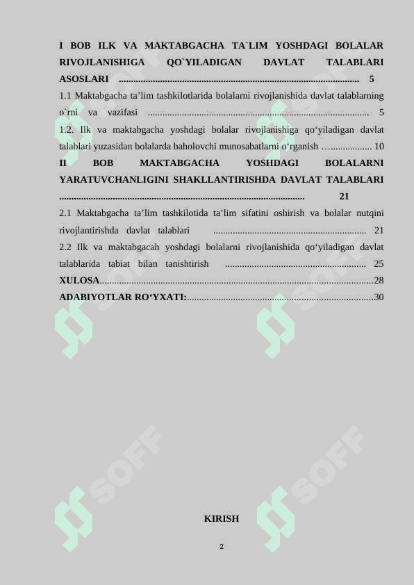 Ilk va maktabgacha yoshdagi bolalar rivojlanishiga qoʻyiladigan davlat talablari 2