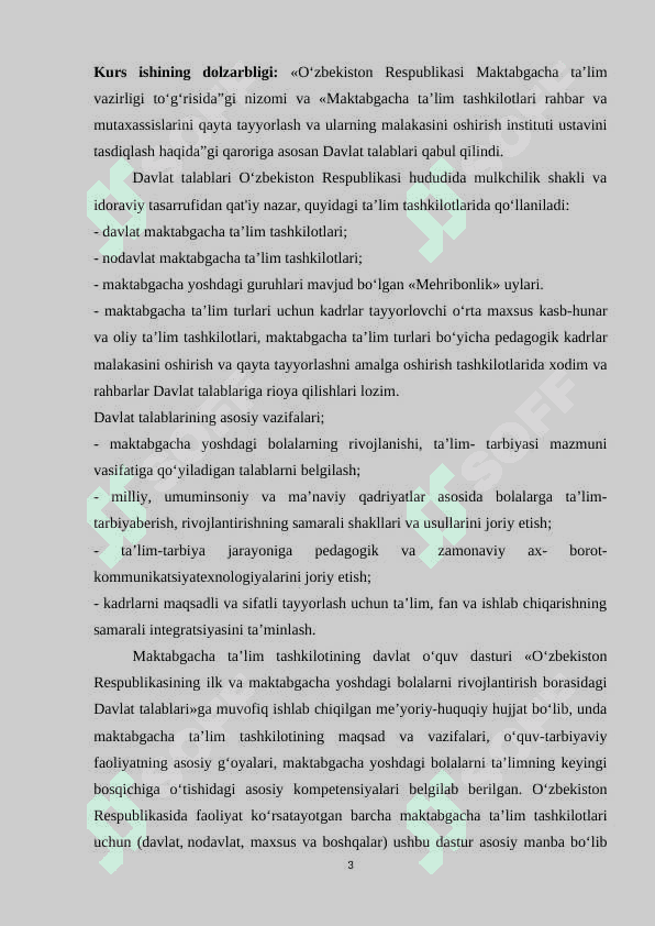 Ilk va maktabgacha yoshdagi bolalar rivojlanishiga qoʻyiladigan davlat talablari 3