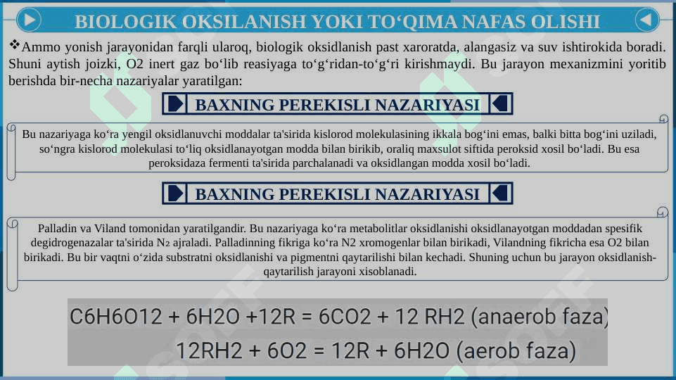 BIOLOGIK OKSIDLANISH. KATABOLIZMNING UMUMIY YO'LLARI 5
