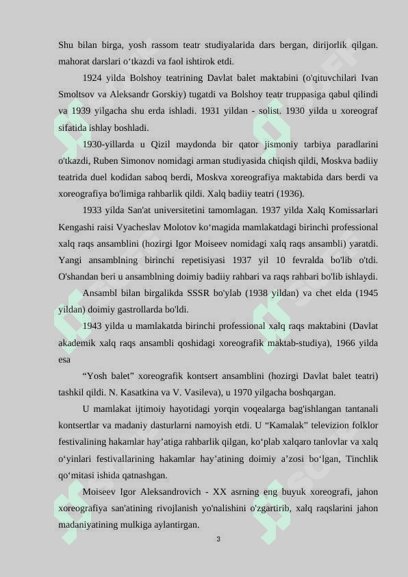 IGOR ALEKSENDROVICH MOISEEVNING HAYOTI VA IJODI. IGOR ALEKSENDROVICH MOISEEV NOMIDAGI DAVLAT AKADEMIK XALQ RAQS ANSAMBLI 3