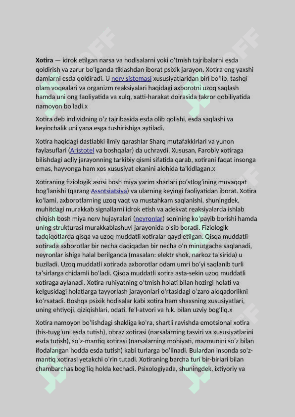 Xotira haqida     tushuncha . Nerv -fiologik  asosi 3