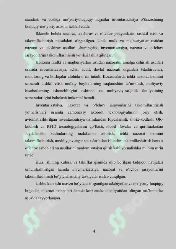 Mulk va majburiyatlar inventarizatsiyasi va tahlili 3