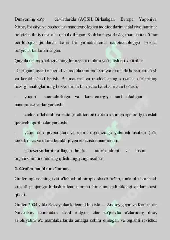 Grafenning o’ziga xos xususiyatlari Grafenning mashinasozlikda va avtomobilsozlikda qo’lNANO 6