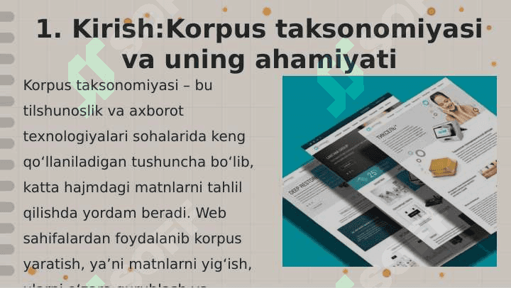 Web sahifalardan foydalanib, korpus taksonomiyasini yaratish 2