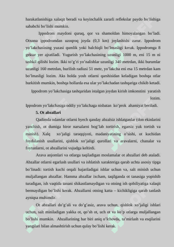 OT VA ITLARNI  MASHQ QILDIRISHDA QO’LLANADIGAN QURILMALAR VA OT ABZALLARI 4