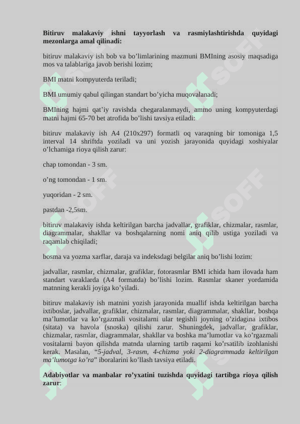 Diplom ishi bitiruv malakaviy ishini yozish tartibi namuna 3