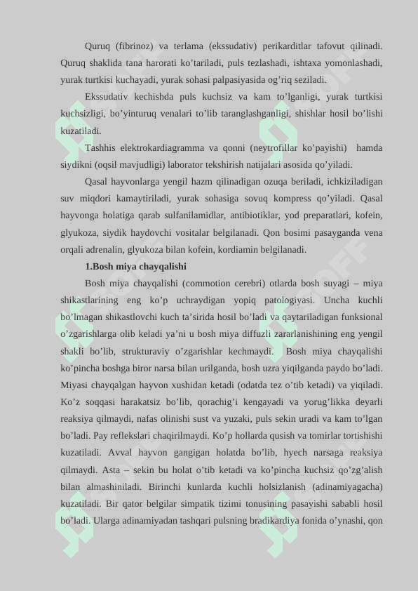 XIZMAT	HAYVONLARINING 	YURAK – QON 	TOMIR   VA  ASAB TIZIMI PATOLOGIYASI 8