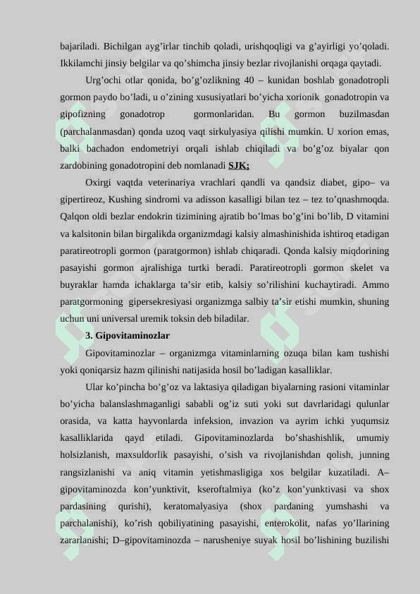 XIZMAT HAYVONLARINING MODDA ALMASHINUVI BUZILISHLARI PATOLOGIYASI 4