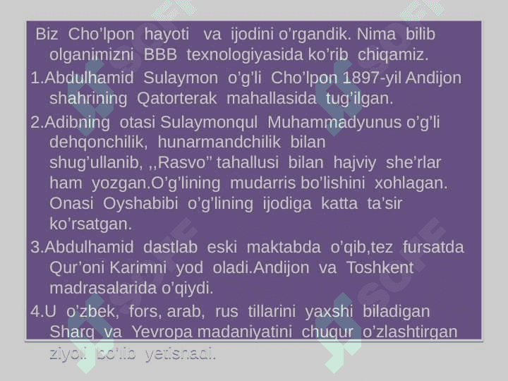 11-sinf adabiyot Cho'lpon hayoti va ijodi dars ishlanma 7