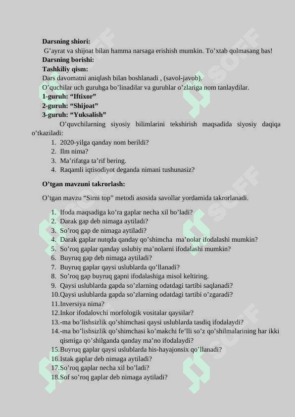10-sinf ona tili Ritorik so‘roq gaplar uslubiyati dars ishlanma 3