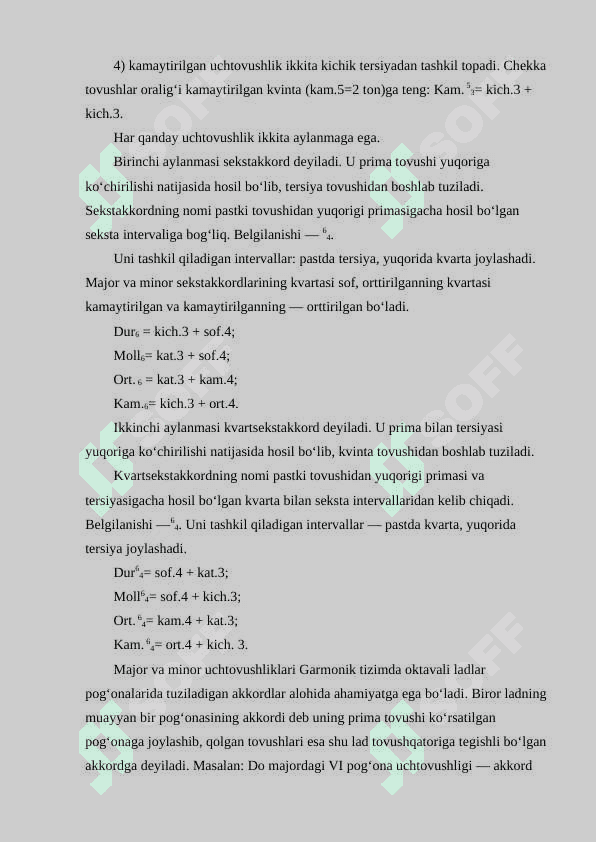 II pоg`оna uchtоvushligi va uning sеkstakkоrdi 4