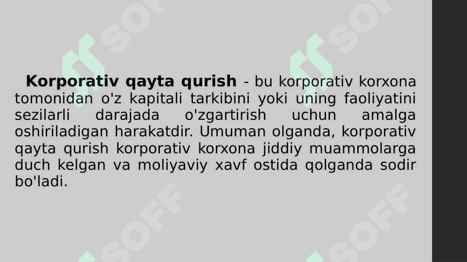 Korporativ tuzilmalarning qayta tashkil etish turlari va tugatish tartibi 3
