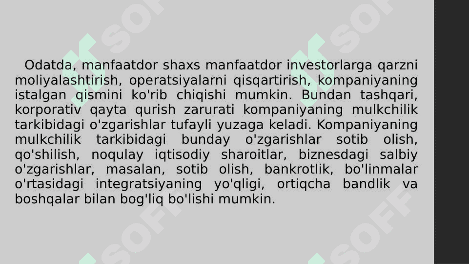 Korporativ tuzilmalarning qayta tashkil etish turlari va tugatish tartibi 8