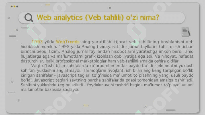 Web Analytics (Veb tahlili): Google Analytics yoki boshqa tahlil vositalari bilan ishlash. 3