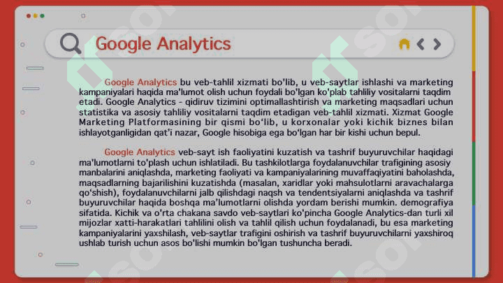 Web Analytics (Veb tahlili): Google Analytics yoki boshqa tahlil vositalari bilan ishlash. 5