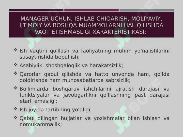 Menejerning shaxsiy vaqtini rejalashtirish 8