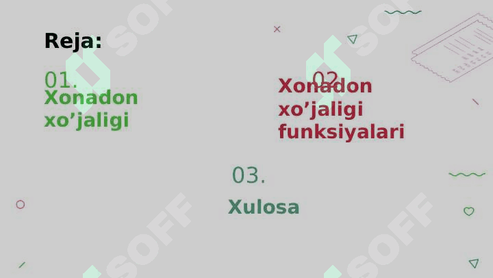 Xonadon xo'jaligi funksiyalari 2