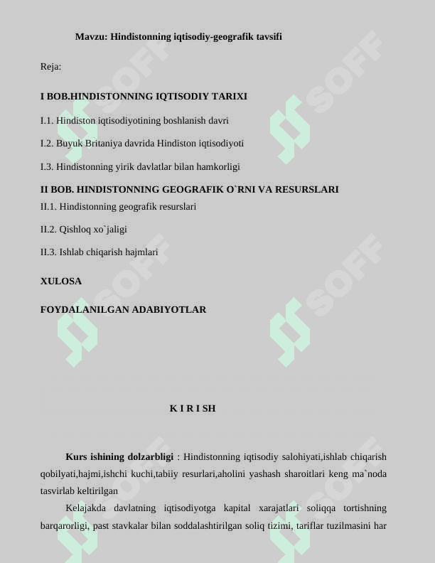 Hindistoning iqtisodiy geografik tavsifi 2