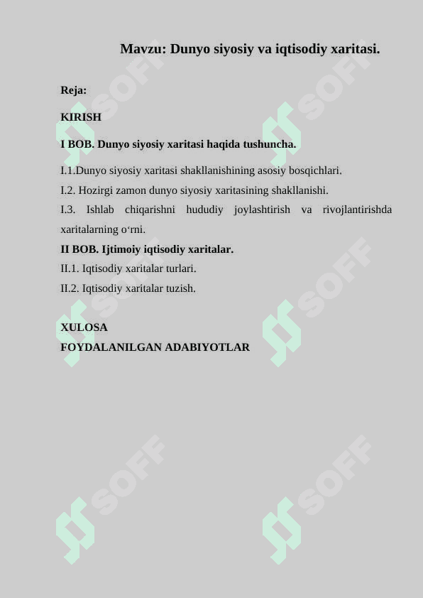 Dunyo siyosiy va iqtisodiy xaritasi 2