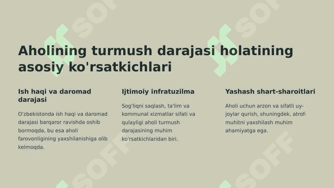 Aholining turmush darajasi holati va yashash darajasi 2