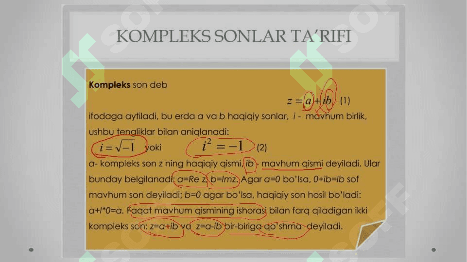 Kompleks sonlar va ular ustida amallar 3