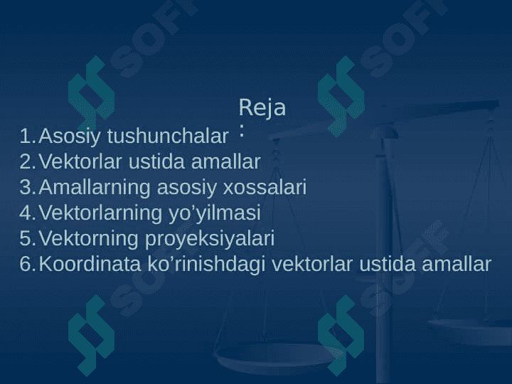Vektorning uzunligi Vektorlar orasidagi burchak 2