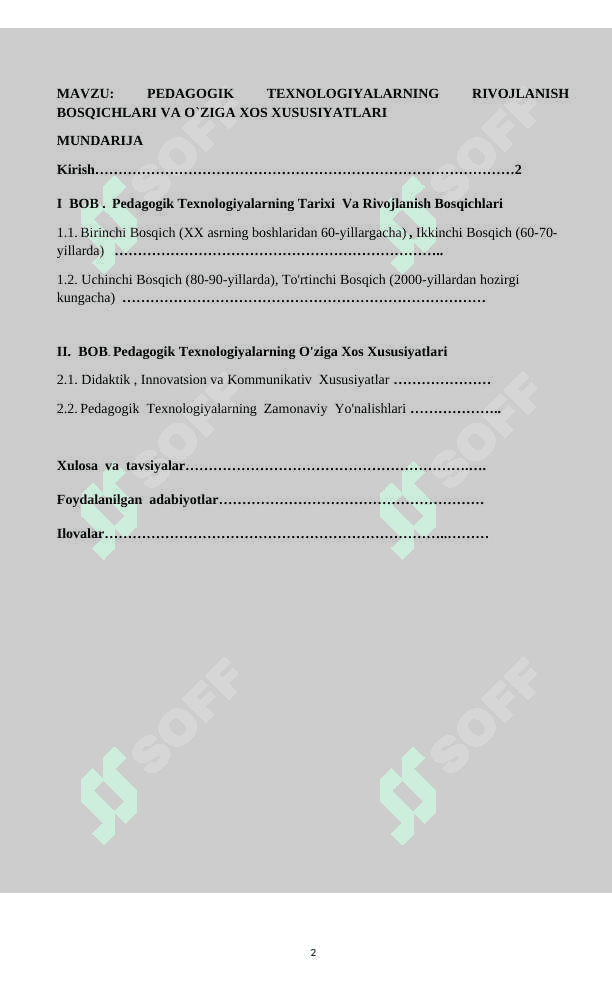 Pedagogik texnologiyalarning rivojlanish bosqichlari va oʻziga xos xususiyatlari 2