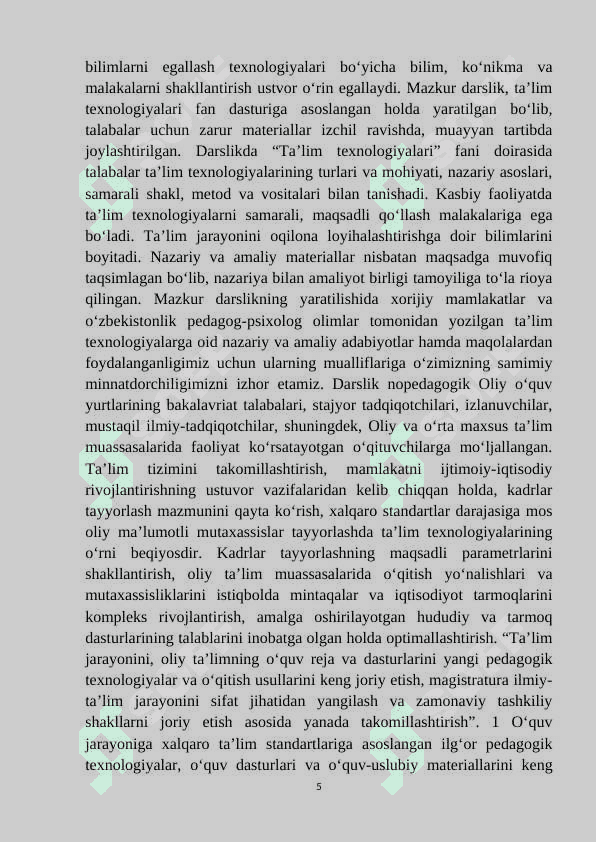 Taʼlim texnologiyalarning rivojlanish bosqichlari 5