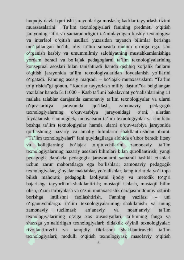 Taʼlim texnologiyalarning rivojlanish bosqichlari 8