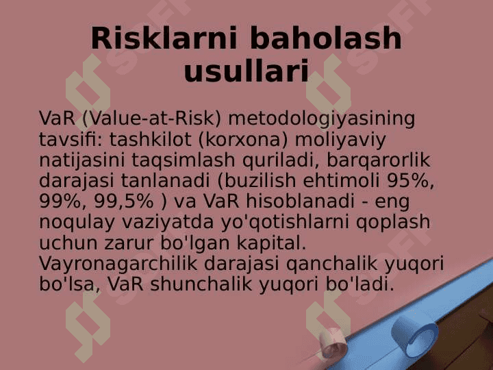 Risklarni boshqarish usullari 7
