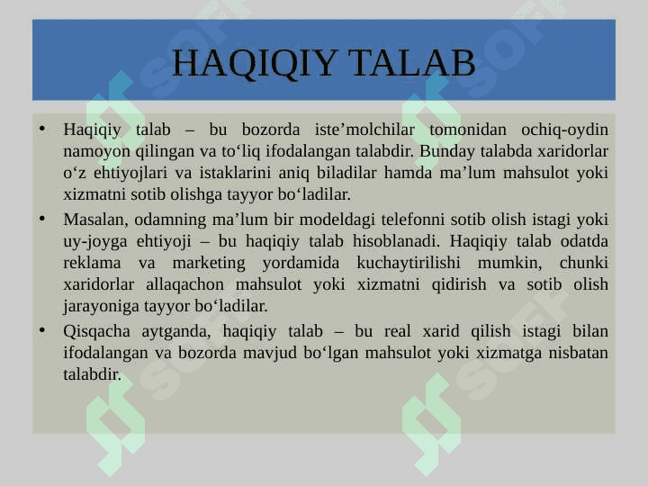 TALAB VA TAKLIF NAZARIYASI. BOZOR  MUVOZANATI 5