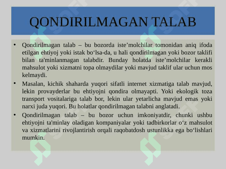 TALAB VA TAKLIF NAZARIYASI. BOZOR  MUVOZANATI 7