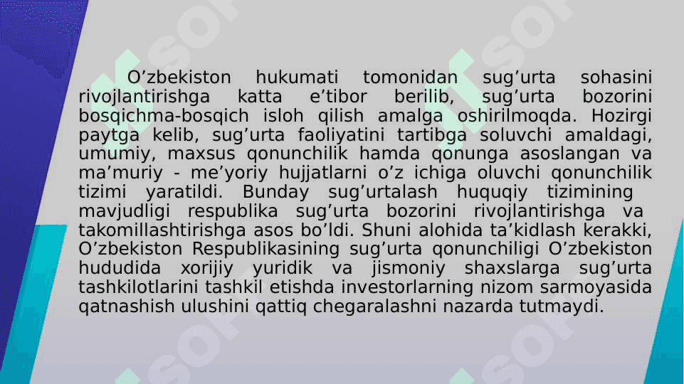 Xorijiy investitsiyalarni sug’urtalash. O’zbekInvest sug’urta kompaniyasi 3