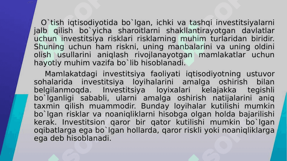 Xorijiy investitsiyalarni sug’urtalash. O’zbekInvest sug’urta kompaniyasi 5
