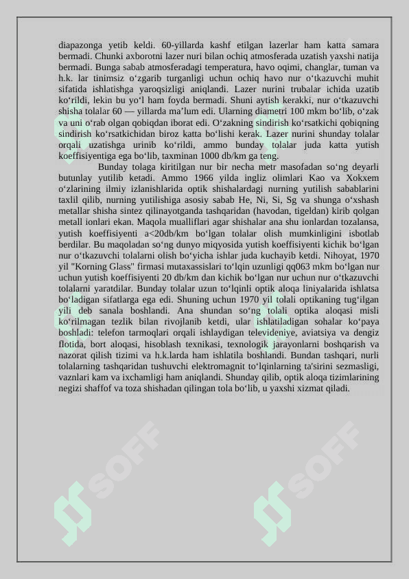 Optik aloqa tizimlarining rivojlanishi, telekommunikatsiya tarmoqlarining o’rni va afzalliklari 2