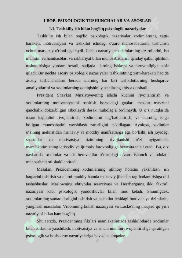 Tashkilotda xodimlar bilan ishlashning o’ziga xosligi 8