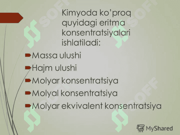 Eritmalar. Eritma konsentratsiyasini ifodalash usullari 4