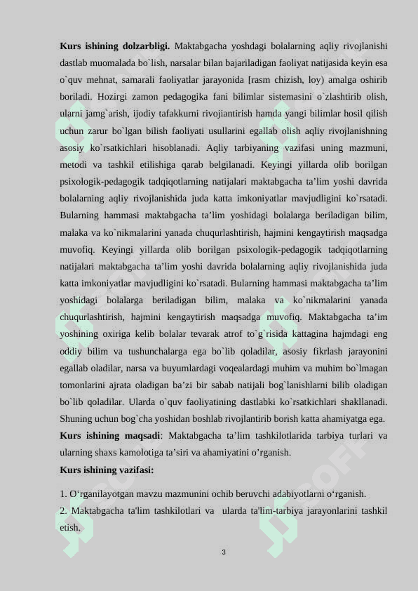 Maktabgacha yoshdagi bolalar ta’lim tarbiyasi. Maktabgacha ta’lim tashkilotlarida tarbiya turlari va ularning shaxs kamolotiga ta’siri 3
