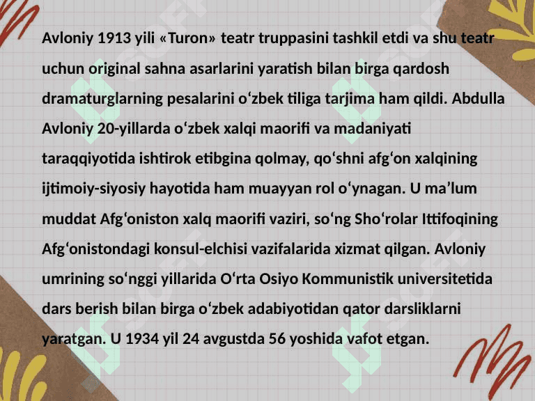 Abdulla Avloniy-ma'tifatparvar jadid. Avloniyning pedagogik qarashlari 7