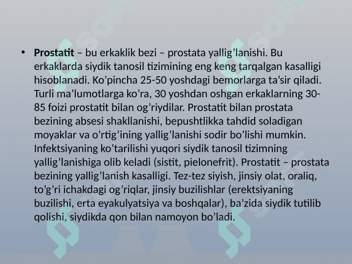 ERKAKLAR VA AYOLLAR TANOSIL A`ZOLARI KASALLIKLARI 6