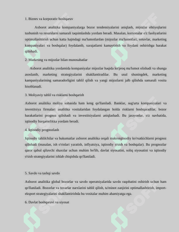 Axborot analitika va qarorlarni qabul qilishni qõllab-quvvatlovchi tizimlar. 7