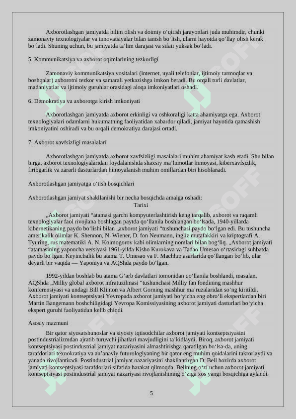 O’zbekistonda axborotlashgan jamiyatning xususiyatlari va virtuallashtirish jarayonlari 6