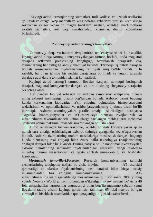 KEYINGI AVLODNING KONVERGENT TARMOQLARINI QURILISH TAMOYILLARI 4
