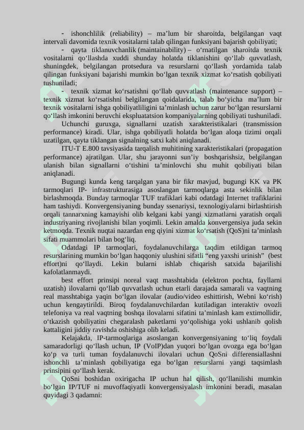 YANGI AVLOD KONVERGENT TARMOQLAR UCHUN XIZMAT KO‘RSATISH SIFATINI (QOS) TA’MINLASH 3