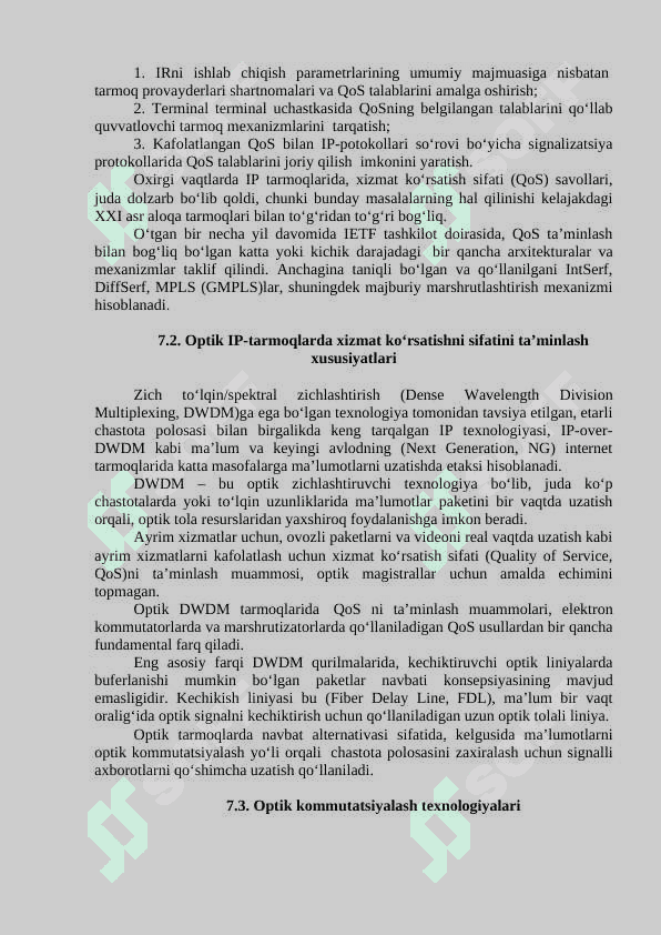 YANGI AVLOD KONVERGENT TARMOQLAR UCHUN XIZMAT KO‘RSATISH SIFATINI (QOS) TA’MINLASH 4
