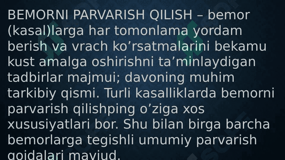 Bemorlarni umumiy parvarishlash 3