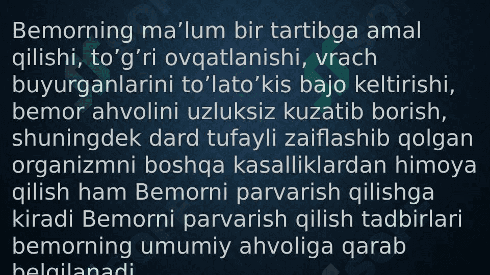Bemorlarni umumiy parvarishlash 4