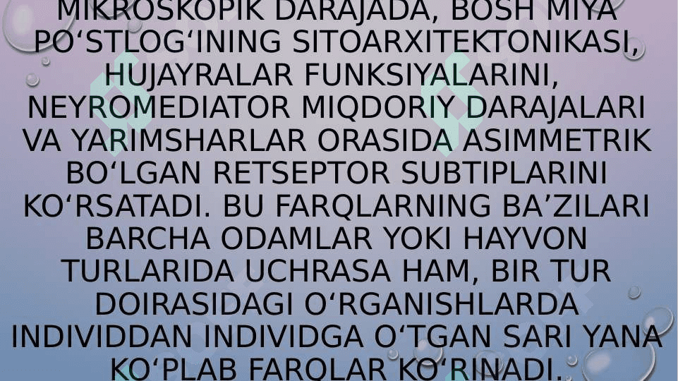 Bosh miya yarim sharlar po’stlog’ining fiziologiyasi 8