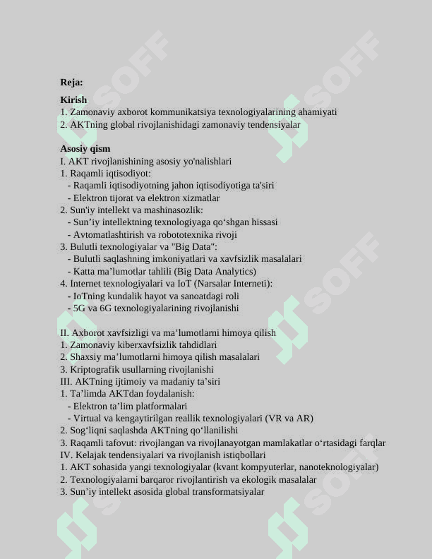 Zamonaviy axborot kommunikatsiya texnologiyalarining rivojlanish  tendensiyalari va asosiy yo‘nalishlari 2