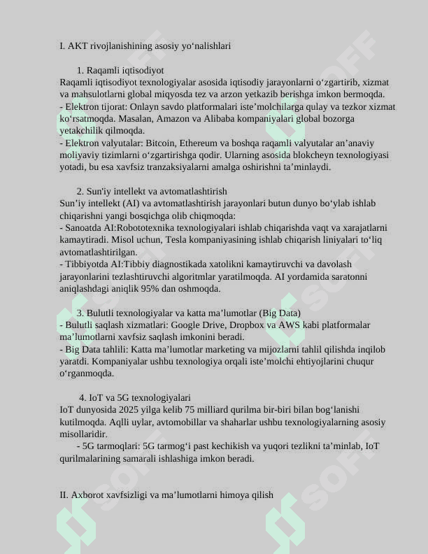 Zamonaviy axborot kommunikatsiya texnologiyalarining rivojlanish  tendensiyalari va asosiy yo‘nalishlari 4